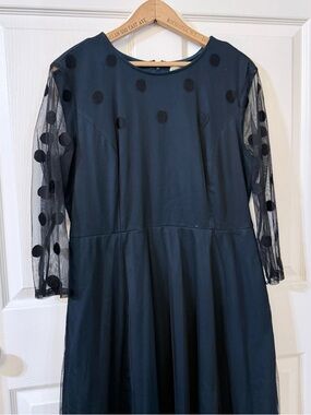 Wayward Fancies Black & Green Midi Dress XL